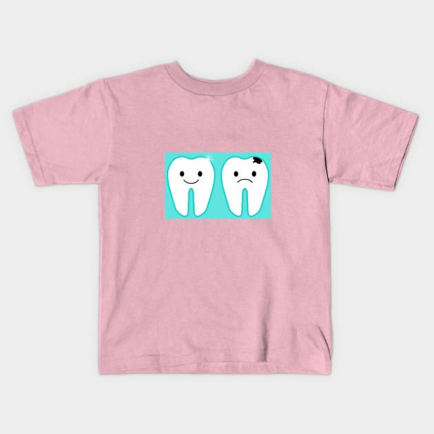 Happy Healthy Tooth/Sad Sweet Tooth Kids T-Shirt by FranBail